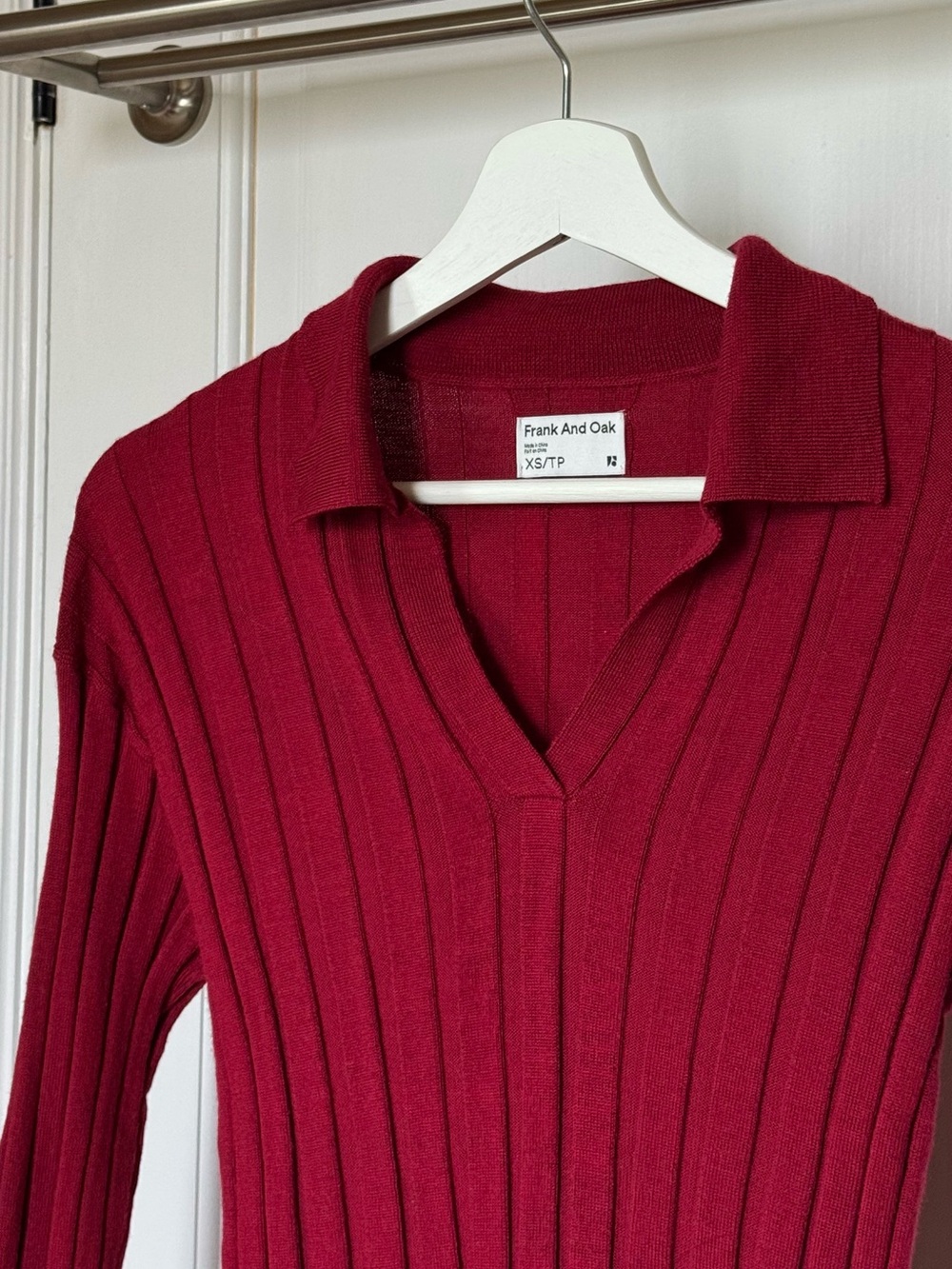 Frank And Oak Merino Wool Polo Sweater - Red, XS